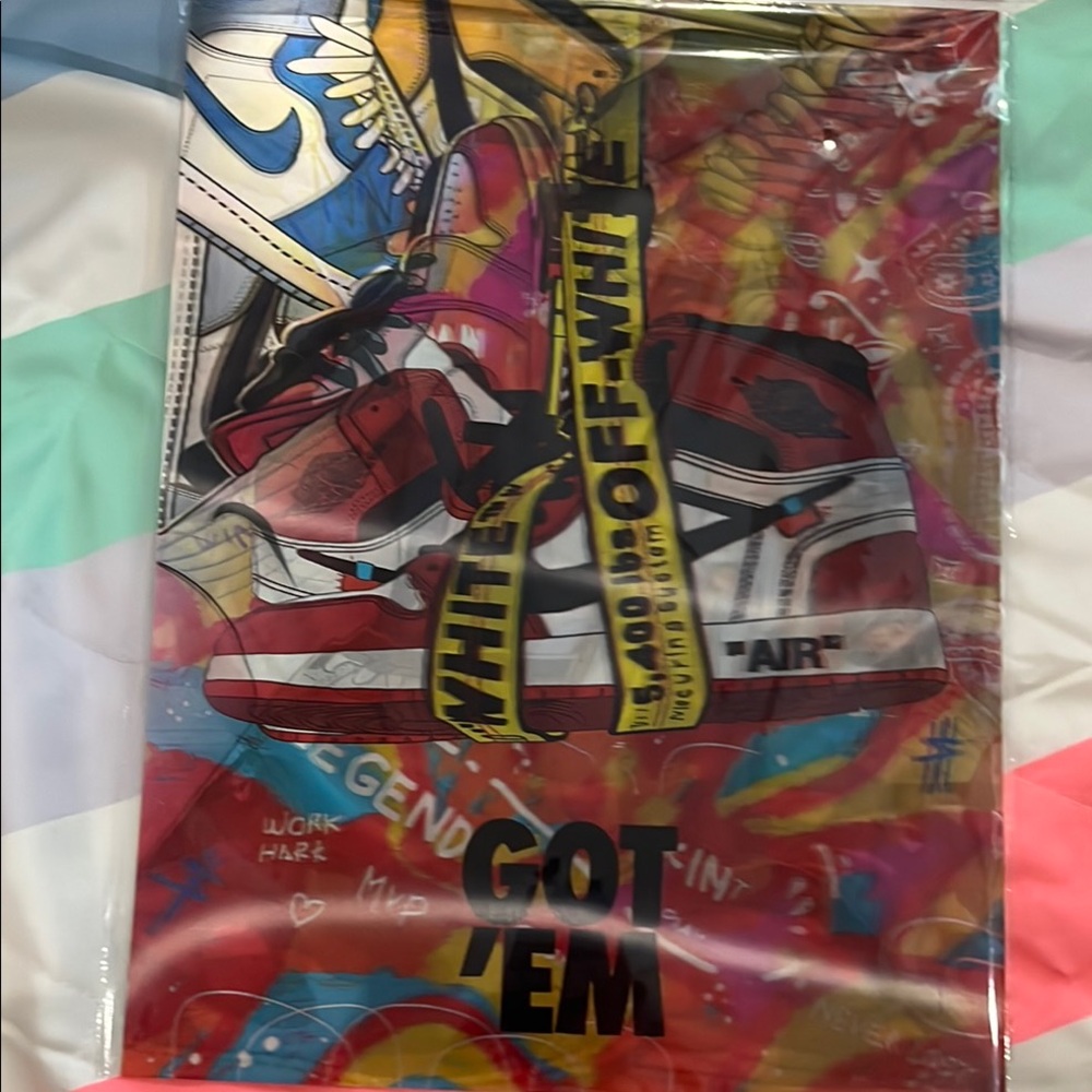 Off-White Multicolor Art Print new in plastic back is white